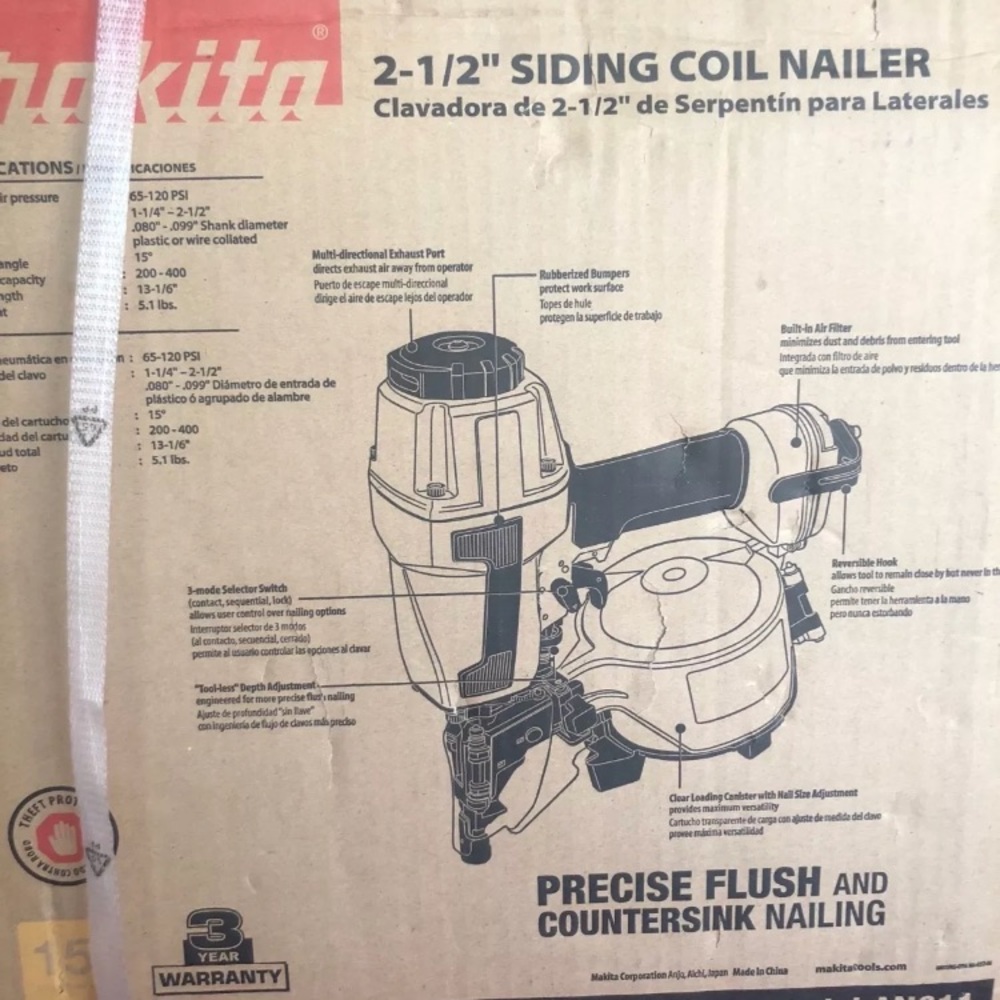 Makita AN611 Pneumatic Siding Coil Nailer new